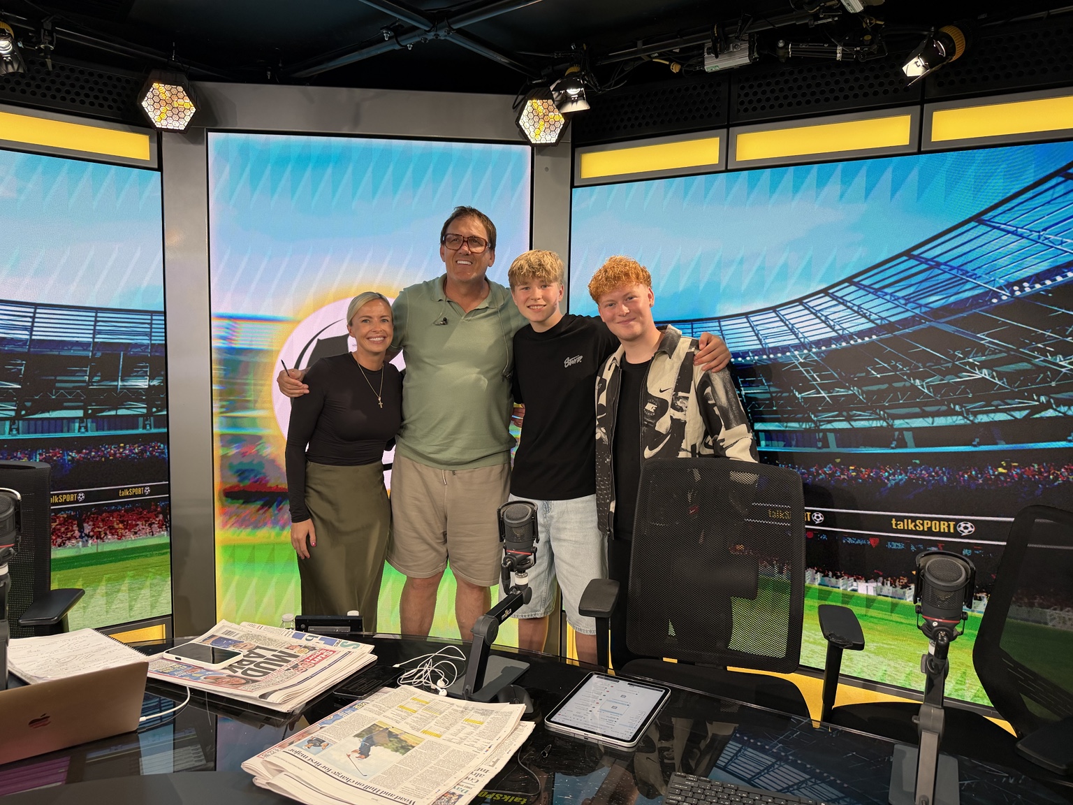Leo with a group in the talkSPORT studio